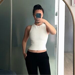 White Aritzia Sculpt Knit Racer Tank (S)